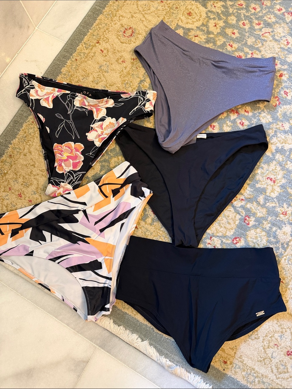 Roxy Floral-Accent Black Bikini Bottoms and 4 others